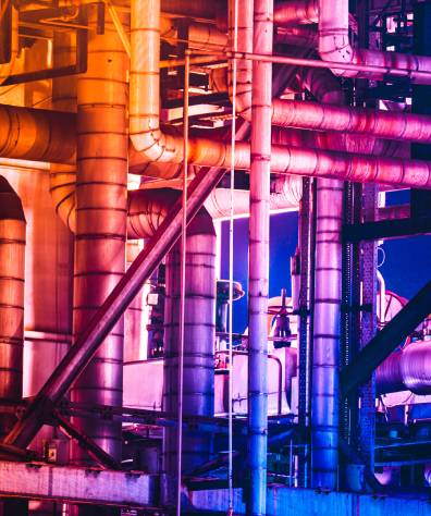 Petrochemical Plant in Industrial Zone at night